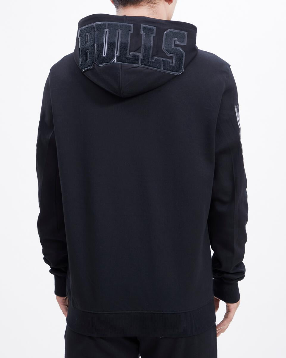 Chicago Bulls Triple Black Full Zip Pro Standard Hoodie product image 4, provided for visual reference and product detail