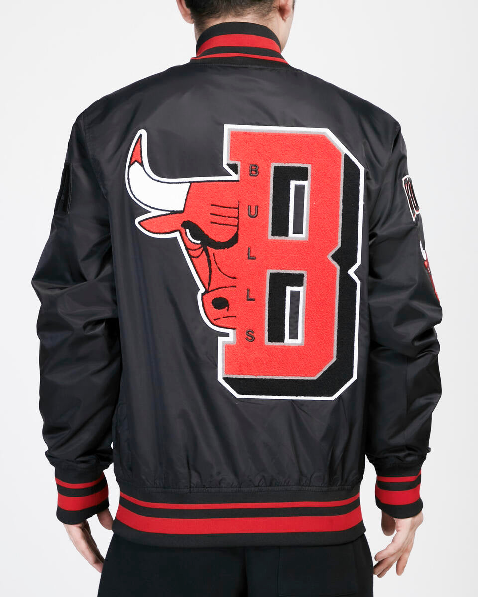 Chicago Bulls Black Satin Mash Up Jacket product image 4, provided for visual reference and product detail review
