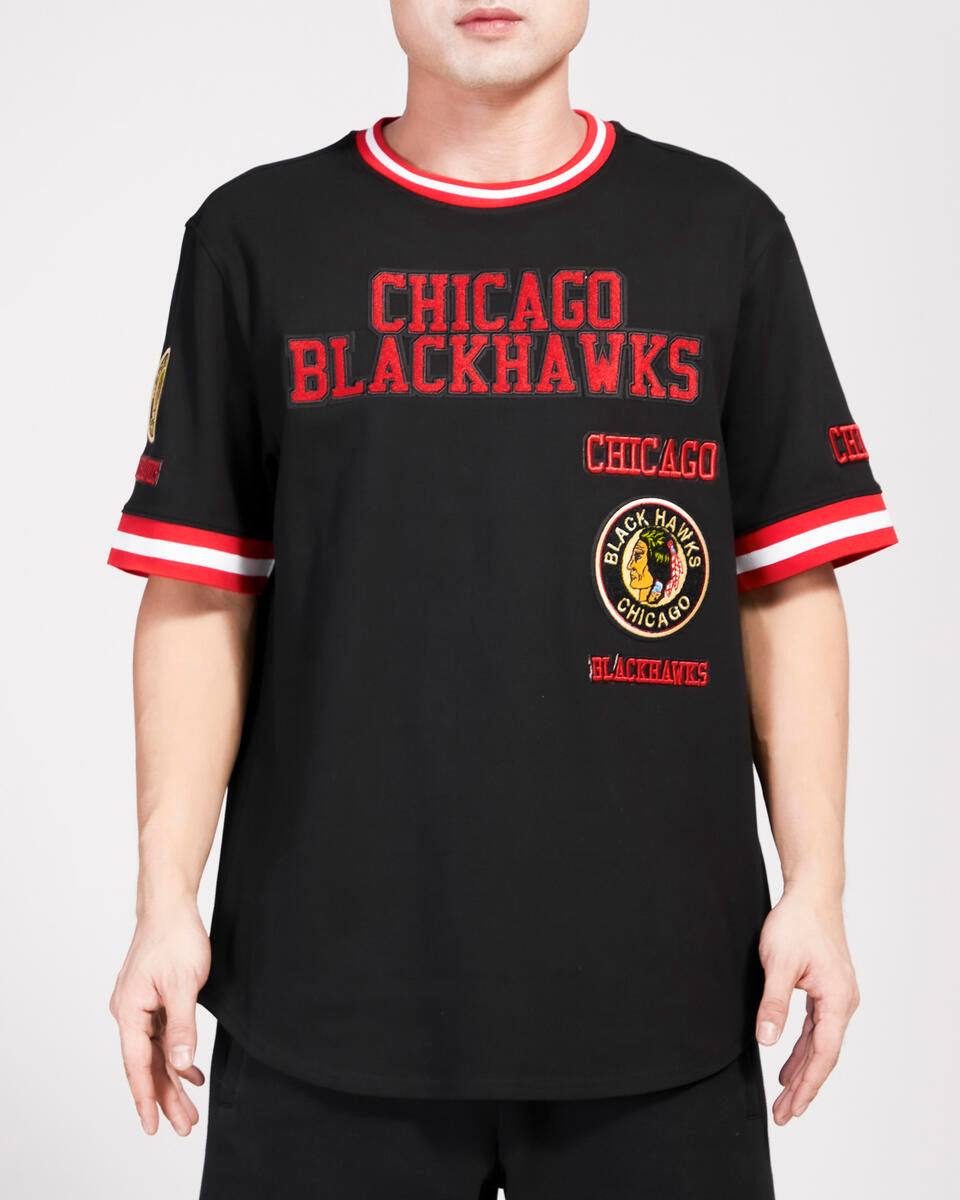 Chicago Blackhawks Retro Classic Black Pro Standard T-Shirt product image 3, provided for visual reference and product