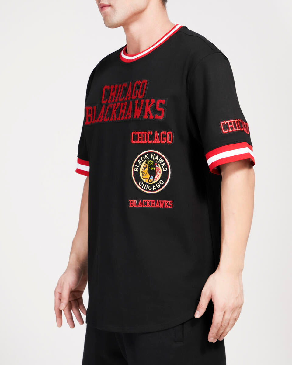 Chicago Blackhawks Retro Classic Black Pro Standard T-Shirt product image 1, provided for visual reference and product
