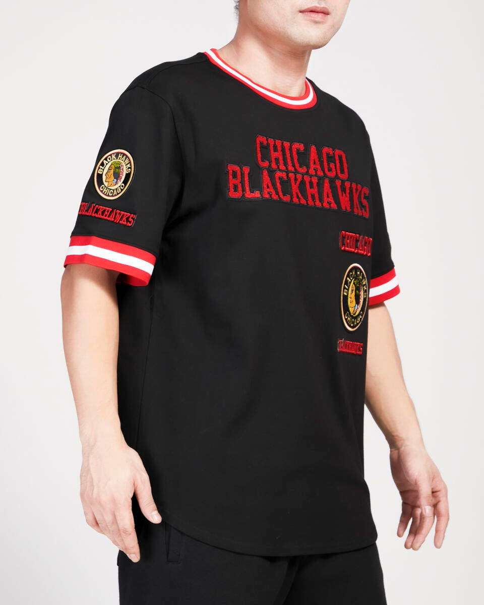 Chicago Blackhawks Retro Classic Black Pro Standard T-Shirt product image 2, provided for visual reference and product