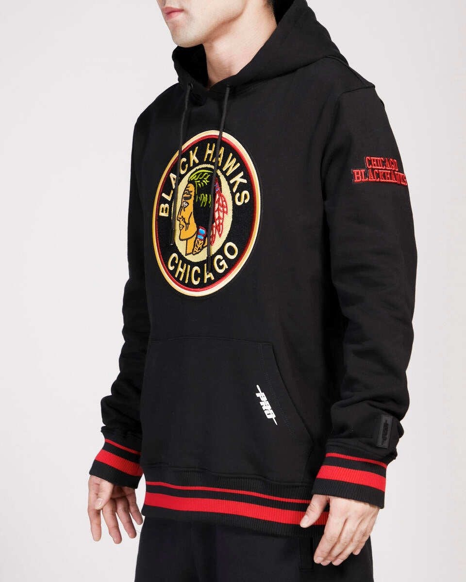 Chicago Blackhawks Pro Standard Black Retro Classic Hoodie product image 4, provided for visual reference and product detail