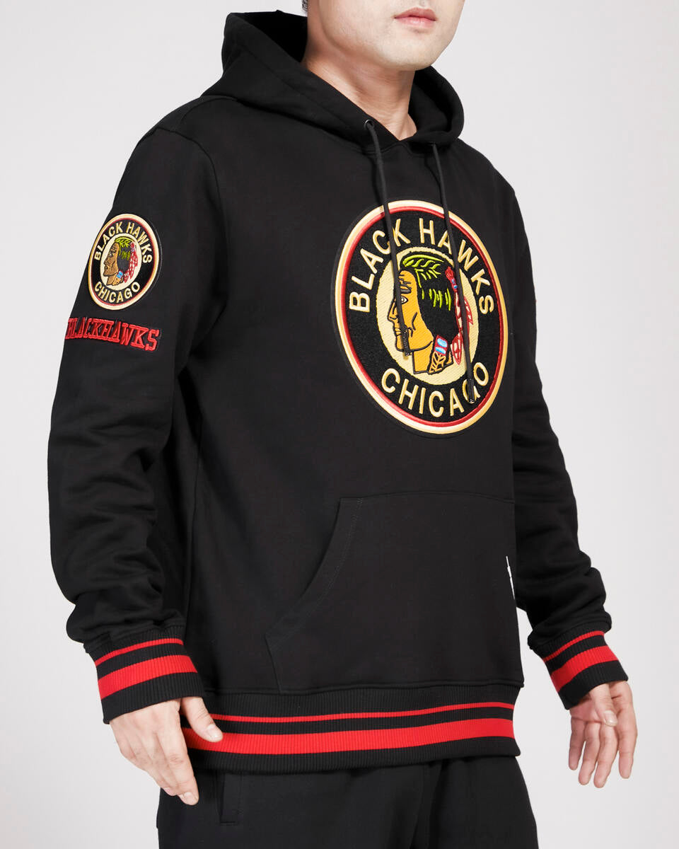Chicago Blackhawks Pro Standard Black Retro Classic Hoodie product image 2, provided for visual reference and product detail