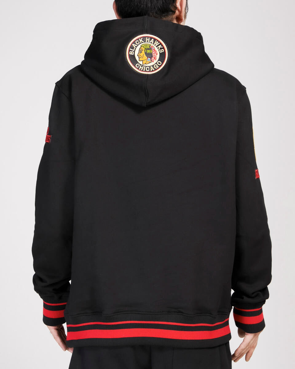 Chicago Blackhawks Pro Standard Black Retro Classic Hoodie product image 3, provided for visual reference and product detail