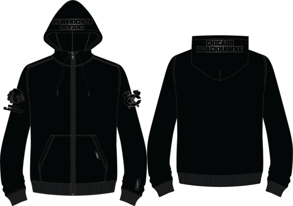 Chicago Blackhawks Triple Black Full Zip Pro Standard Hoodie product image 3, provided for visual reference and product