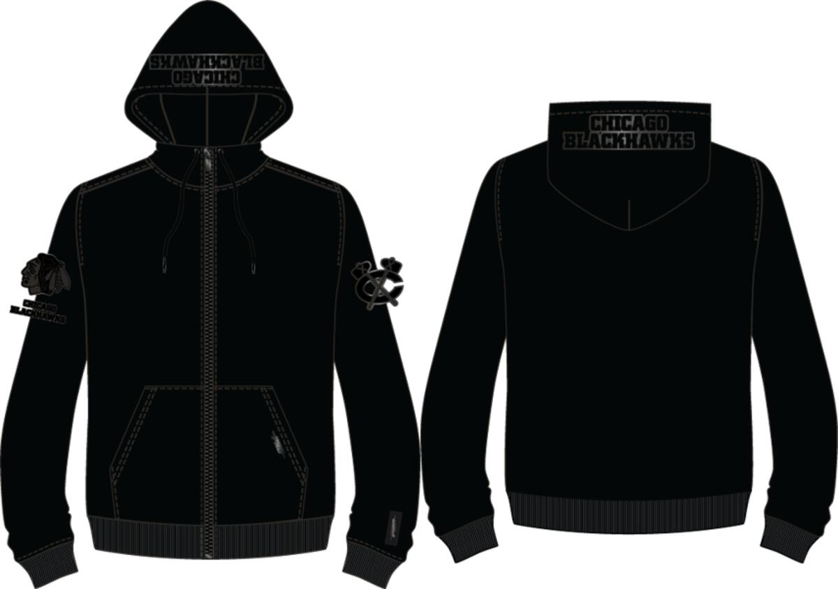 Chicago Blackhawks Triple Black Full Zip Pro Standard Hoodie product image 3, provided for visual reference and product