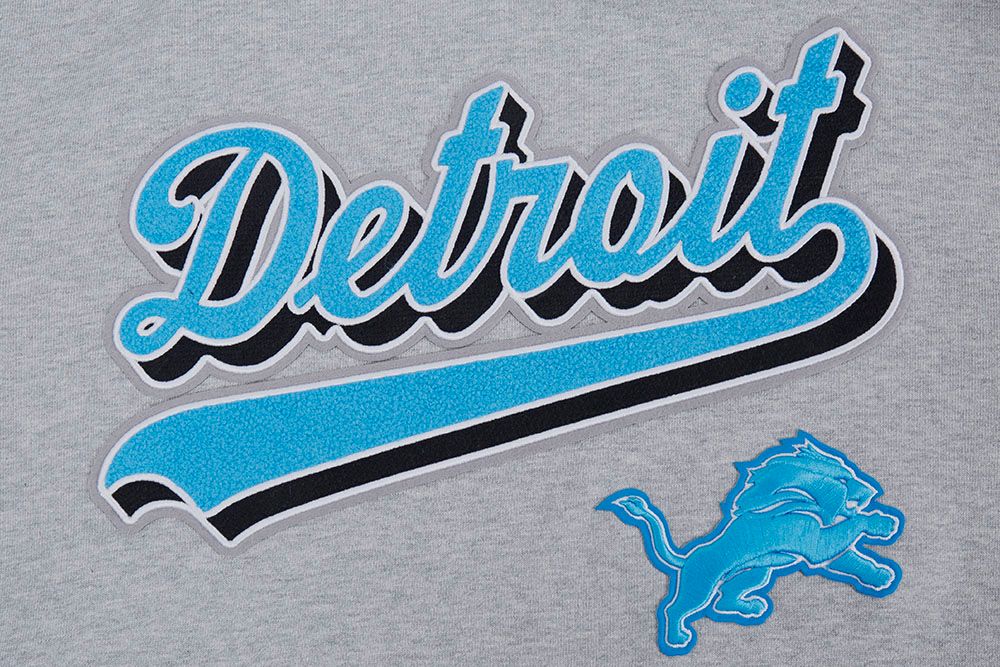 Detroit Lions Pro Standard Grey Script Tail Rib Hoodie product image 5, provided for visual reference and product detail
