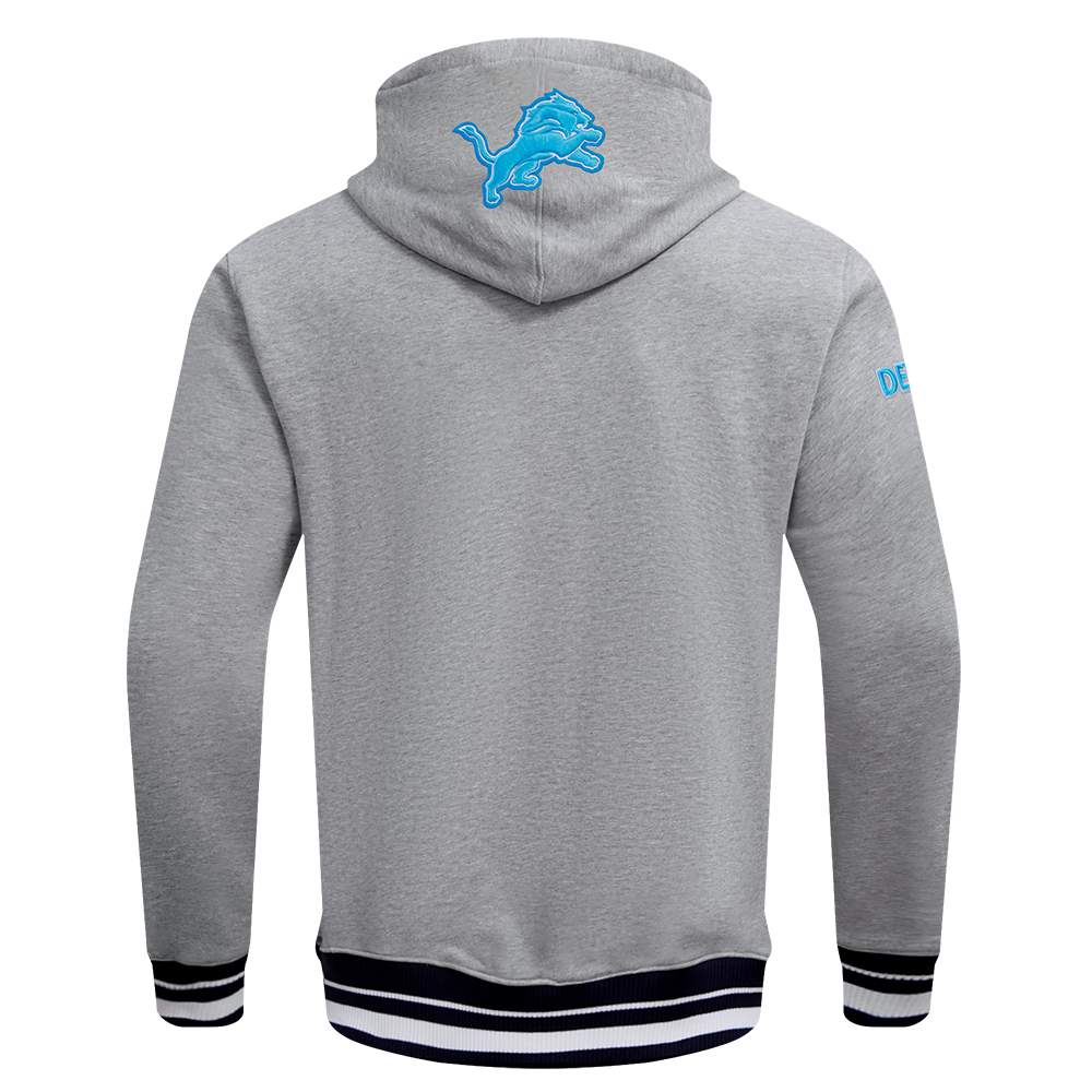 Detroit Lions Pro Standard Grey Script Tail Rib Hoodie product image 2, provided for visual reference and product detail
