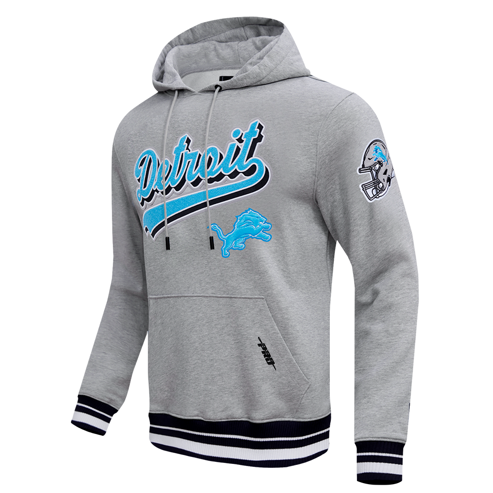 Detroit Lions Pro Standard Grey Script Tail Rib Hoodie product image 3, provided for visual reference and product detail