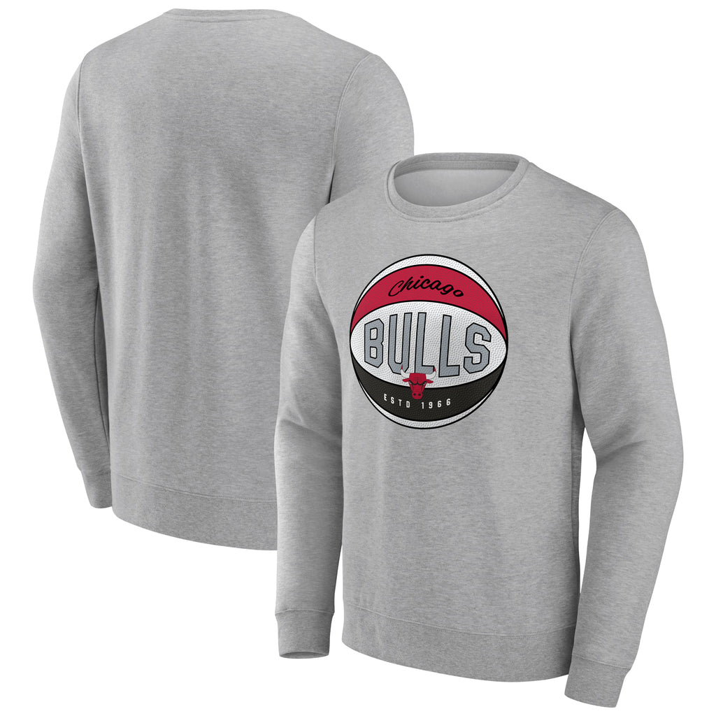 Chicago Bulls Grey Basketball Classic Crew Sweatshirt product image 1, provided for visual reference and product detail