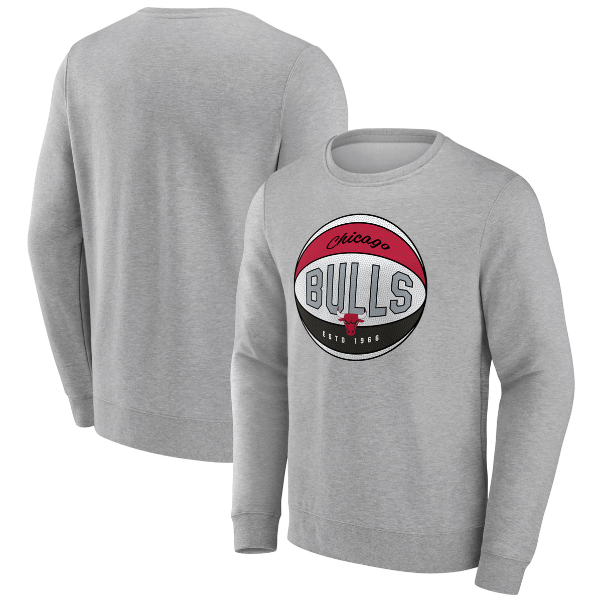 Chicago Bulls Grey Basketball Classic Crew Sweatshirt product image 1, provided for visual reference and product detail