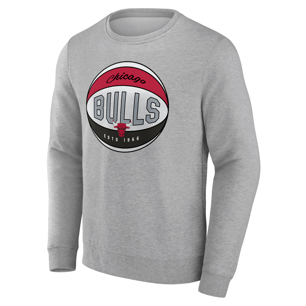 Chicago Bulls Grey Basketball Classic Crew Sweatshirt product image 2, provided for visual reference and product detail