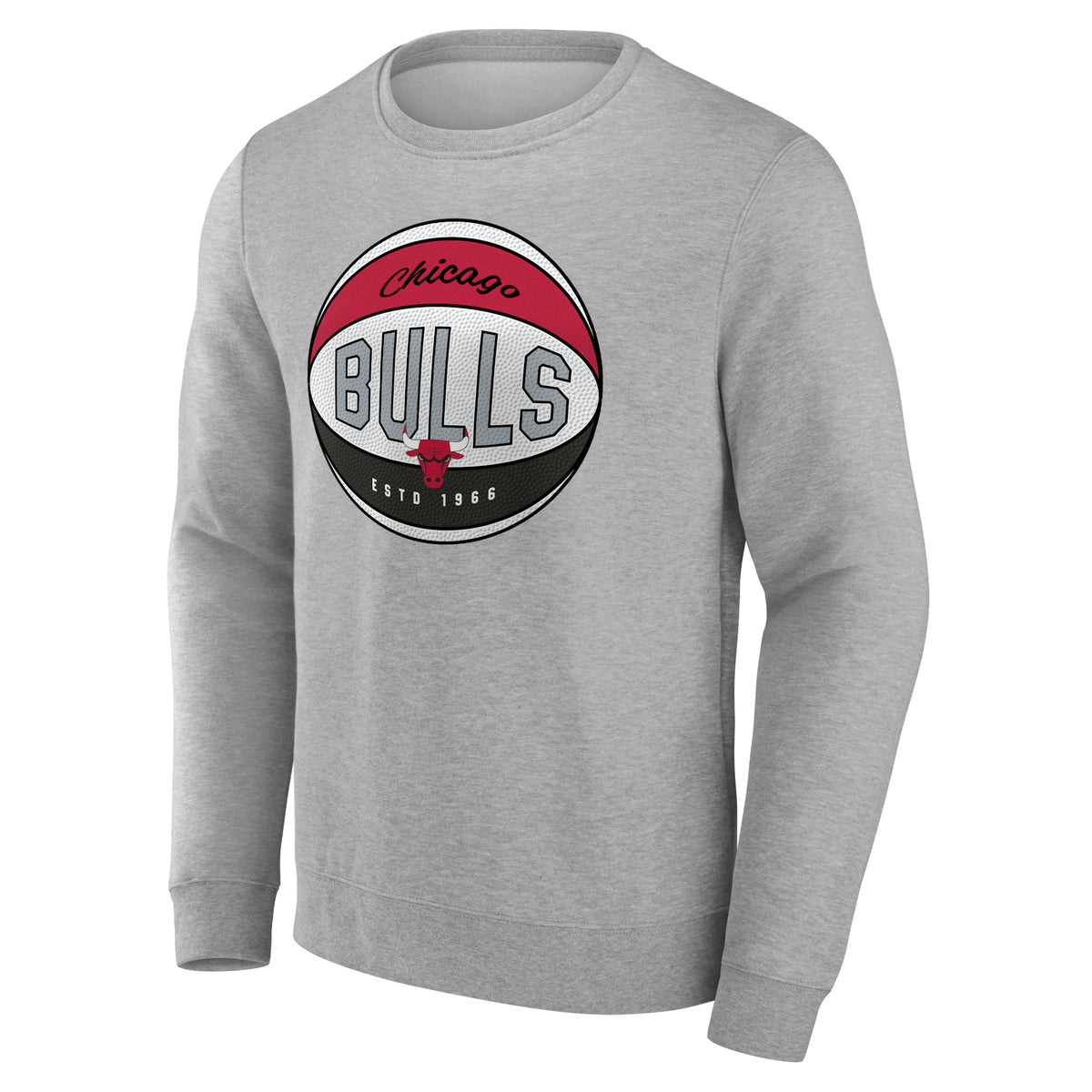 Chicago Bulls Grey Basketball Classic Crew Sweatshirt product image 2, provided for visual reference and product detail