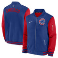 Chicago Cubs Nike 2025 Authentic Collection Bomber Dugout Jacket product image 1, provided for visual reference and product