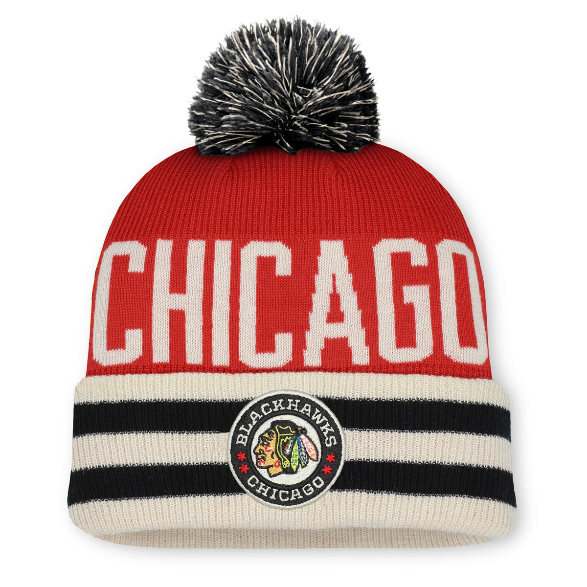 Chicago Blackhawks 2025 Winter Classic On Ice Beanie Pom Knit Hat product image 1, provided for visual reference and product
