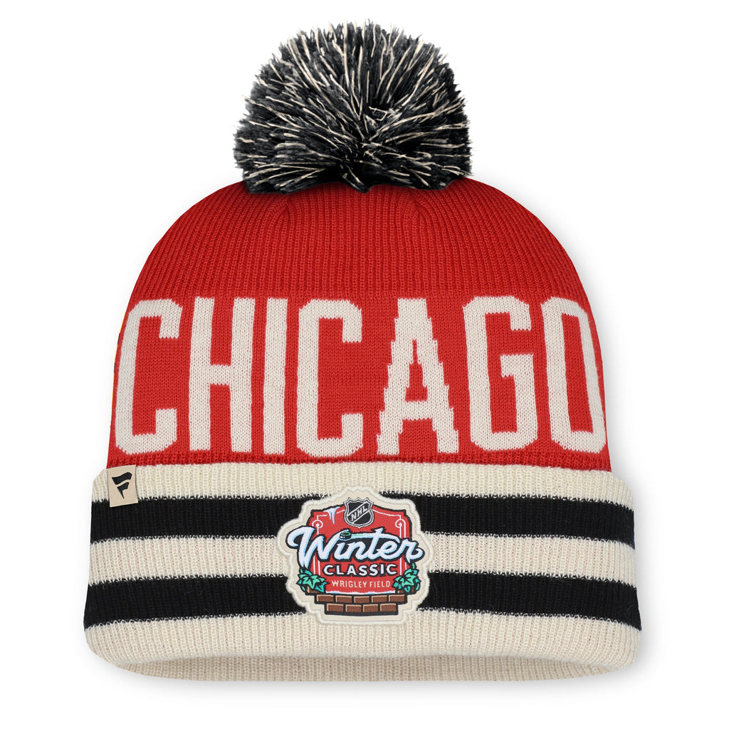 Chicago Blackhawks 2025 Winter Classic On Ice Beanie Pom Knit Hat product image 2, provided for visual reference and product