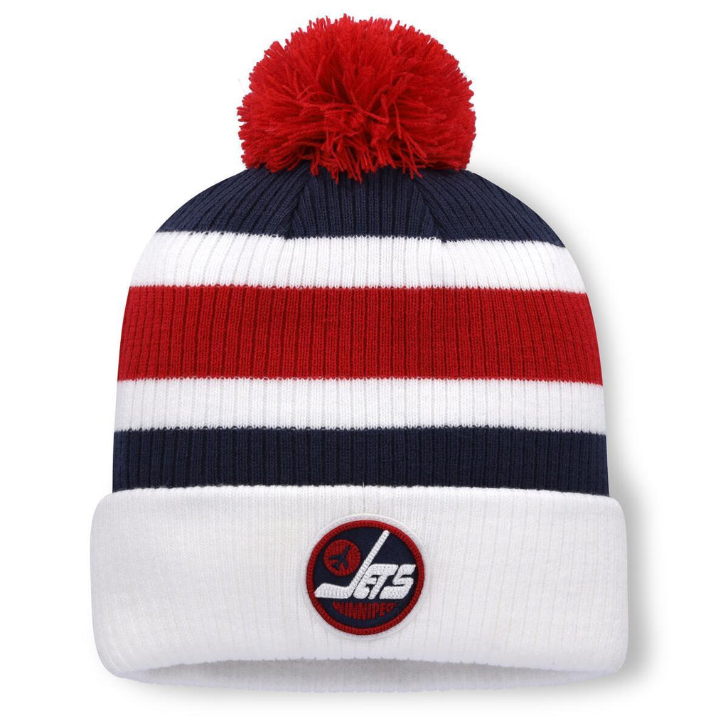 Winnipeg Jets NHL Fanatics Branded Men White 2026 Heritage Classic Cuff Pom Knit Hat product image 1, provided for visual
