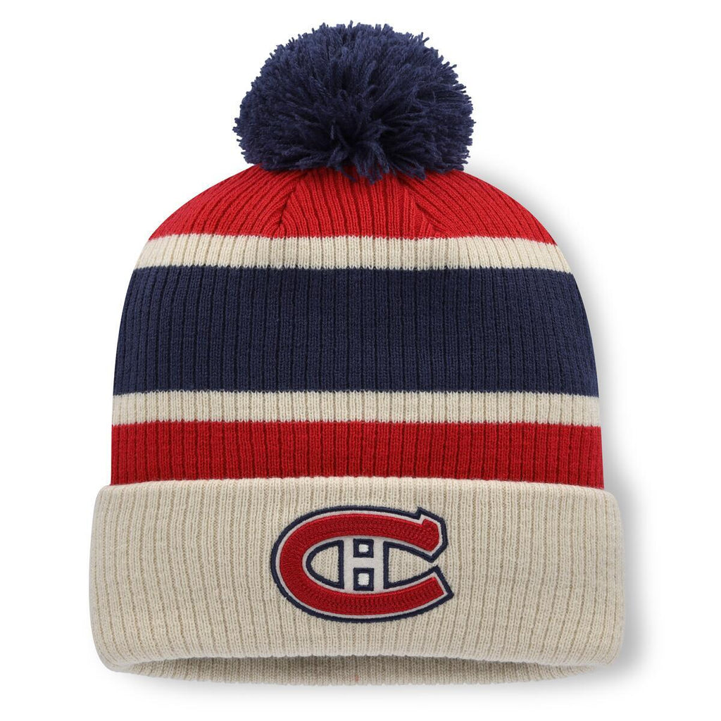 Montreal Canadiens NHL Fanatics Branded Men Red 2026 Heritage Classic Cuff Pom Knit Hat product image 1, provided for visual