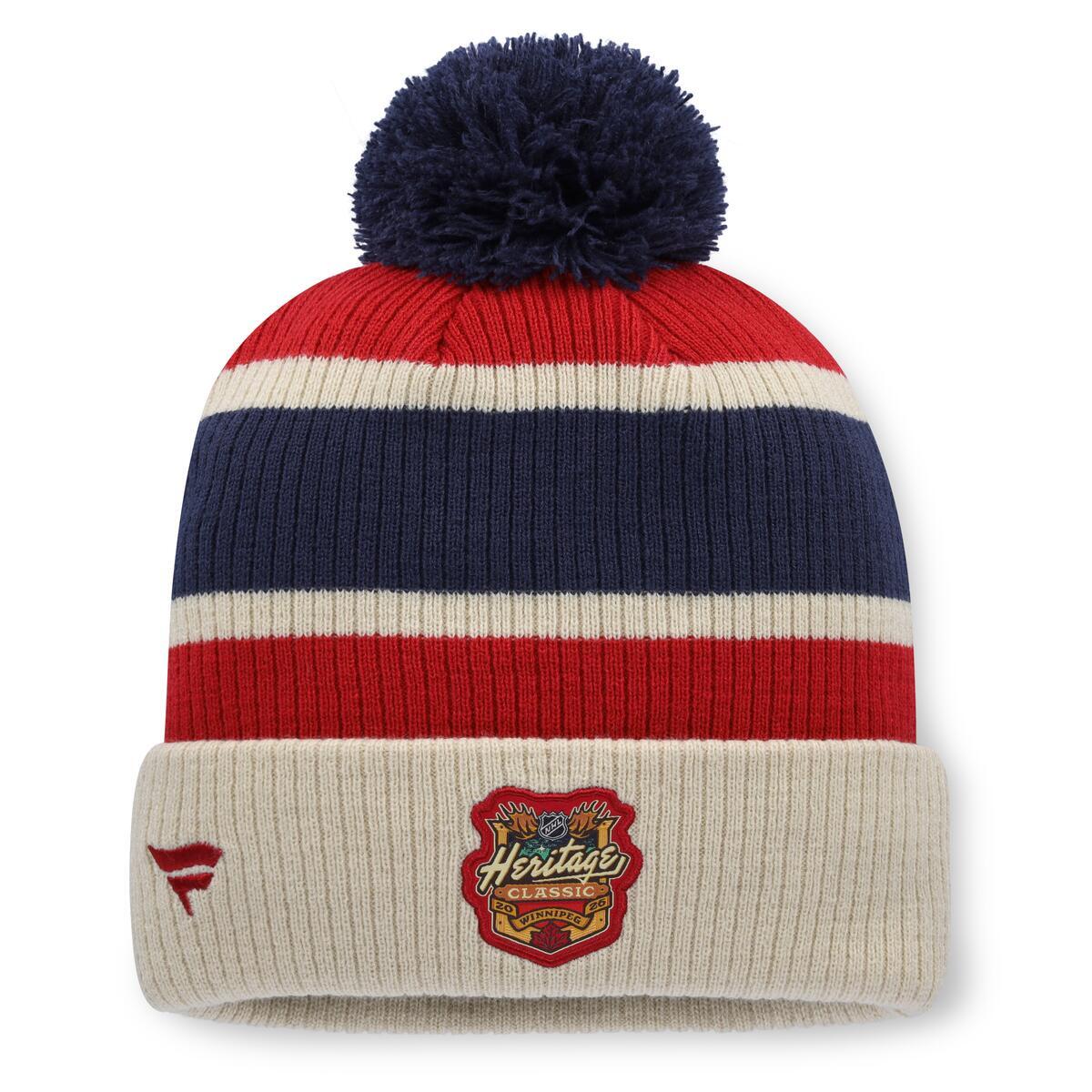 Montreal Canadiens NHL Fanatics Branded Men Red 2026 Heritage Classic Cuff Pom Knit Hat product image 2, provided for visual