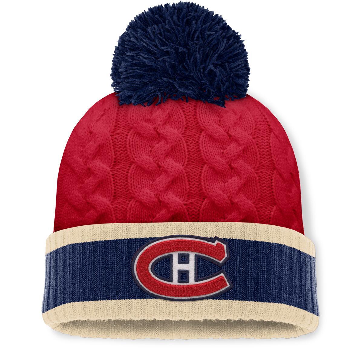 Montreal Canadiens NHL Fanatics Branded Women Red 2026 Heritage Classic Cuff Pom Knit Hat product image 1, provided for