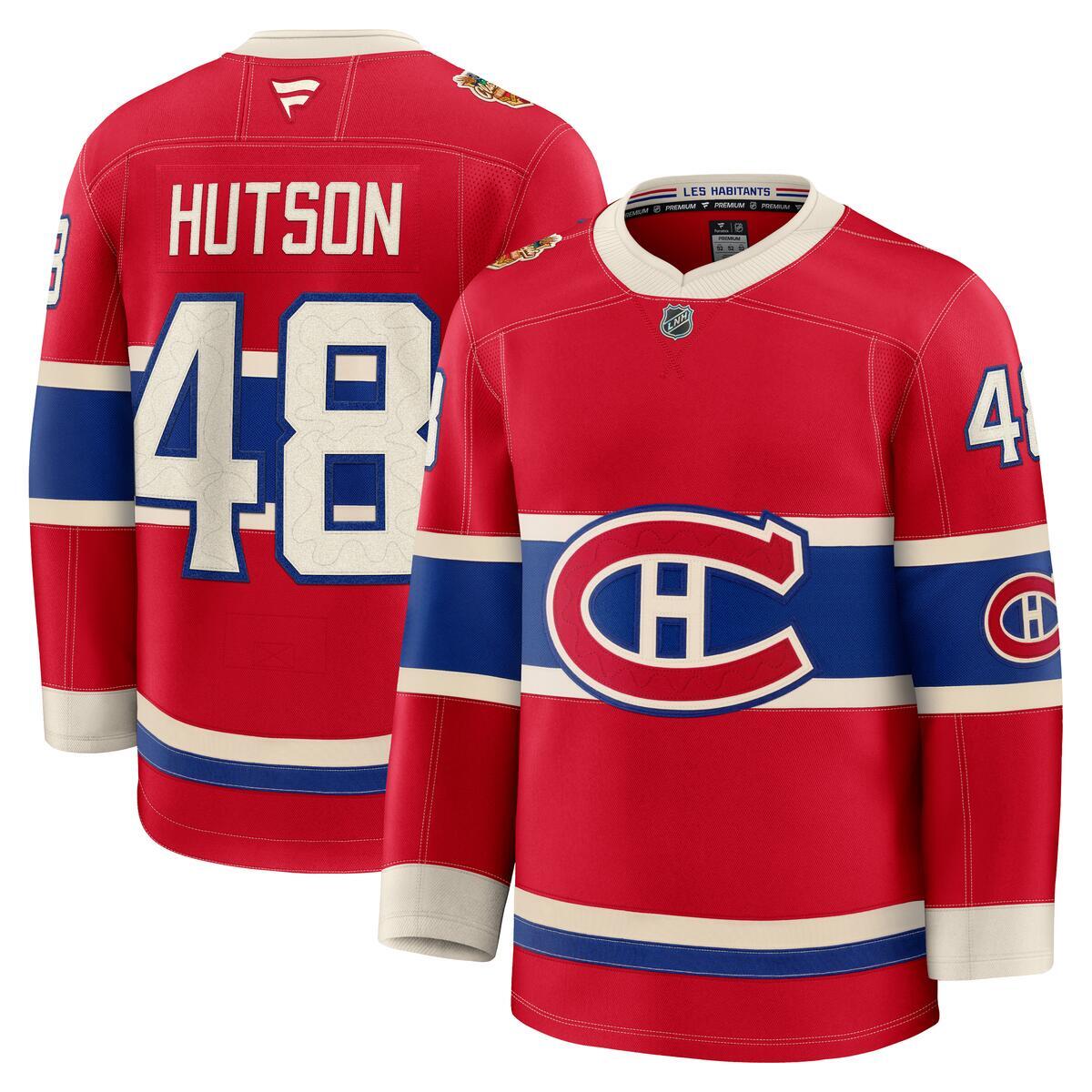 Lane Hutson Montreal Canadiens NHL Fanatics Branded Men Red 2026 Heritage Classic Premium Jersey product image 3, provided