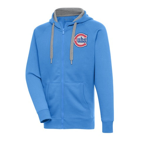 Chicago Cubs Antigua Victory Columbia Blues Alternate Full Zip Pullover Hoodie product image 1, provided for visual