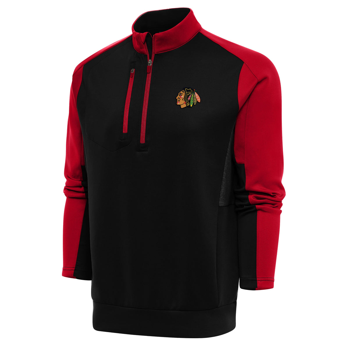 Chicago Blackhawks Antigua Poly Team 1/4 Zip product image 1, provided for visual reference and product detail review
