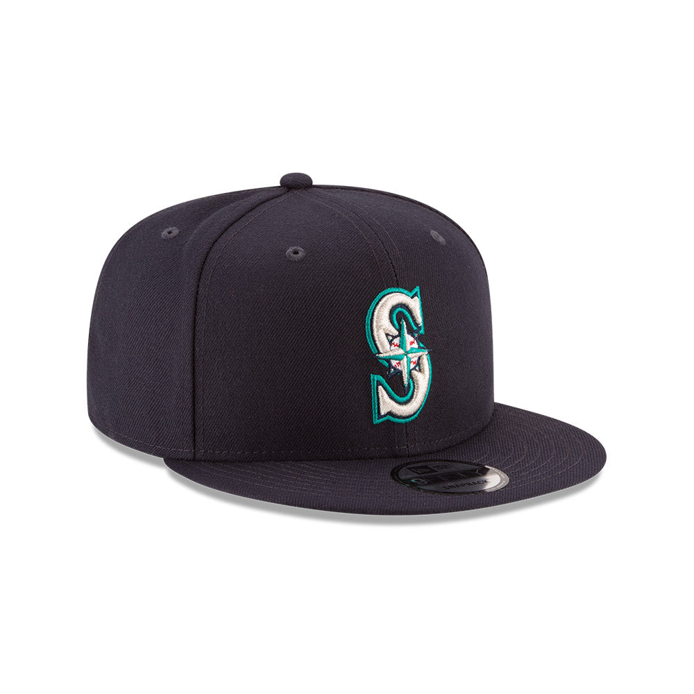 Seattle Mariners Navy New Era 9FIFTY Snapback Hat product image 1, provided for visual reference and product detail review