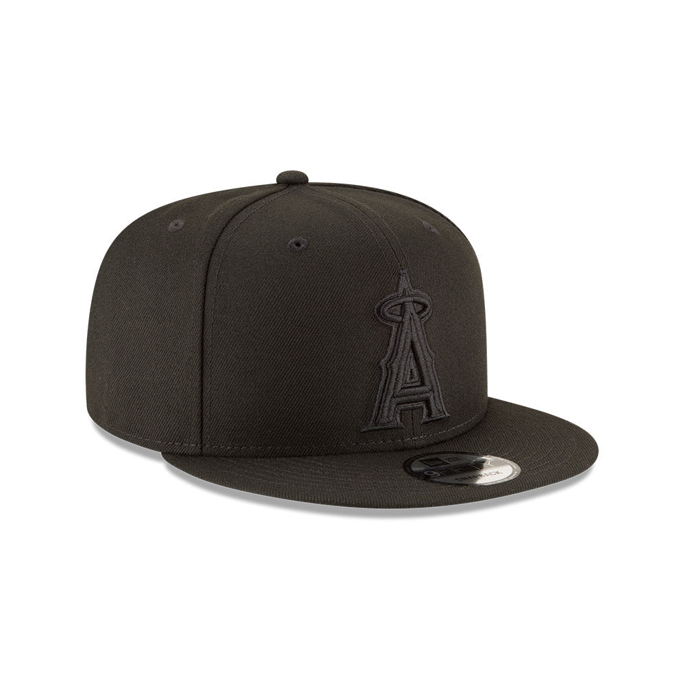 Anaheim Angels New Era Black on Black 9FIFTY Snapback Hat product image 4, provided for visual reference and product detail