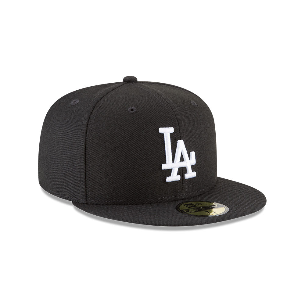 Los Angeles Dodgers New Era Black/White 59FIFTY Fitted Hat product image 3, provided for visual reference and product detail