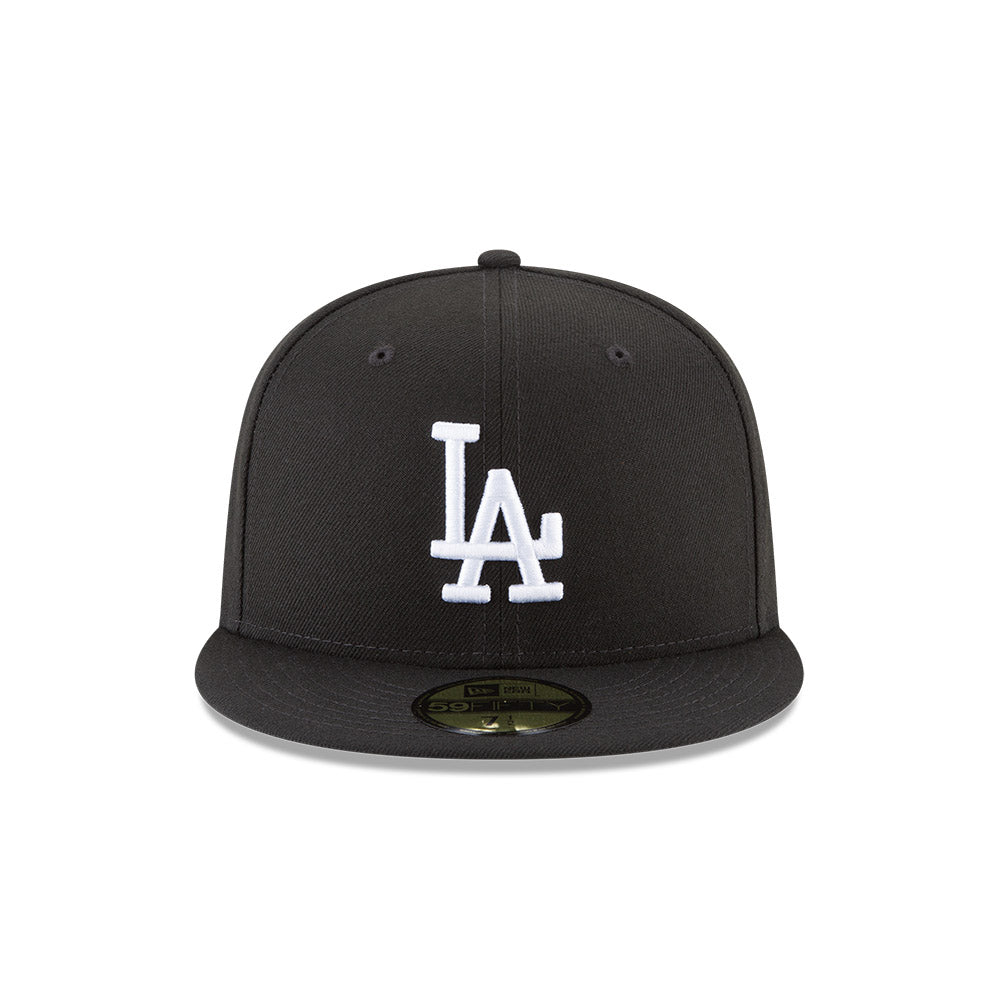 Los Angeles Dodgers New Era Black/White 59FIFTY Fitted Hat product image 2, provided for visual reference and product detail