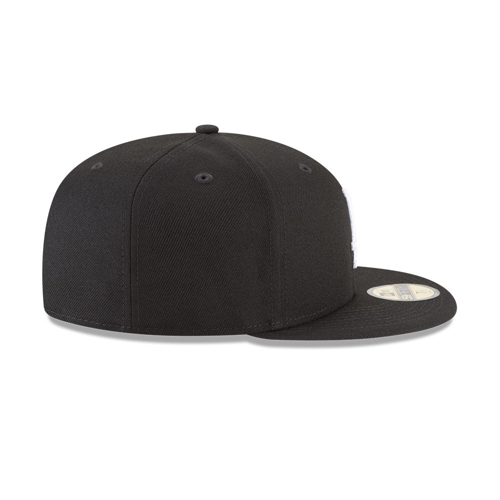 Los Angeles Dodgers New Era Black/White 59FIFTY Fitted Hat product image 5, provided for visual reference and product detail