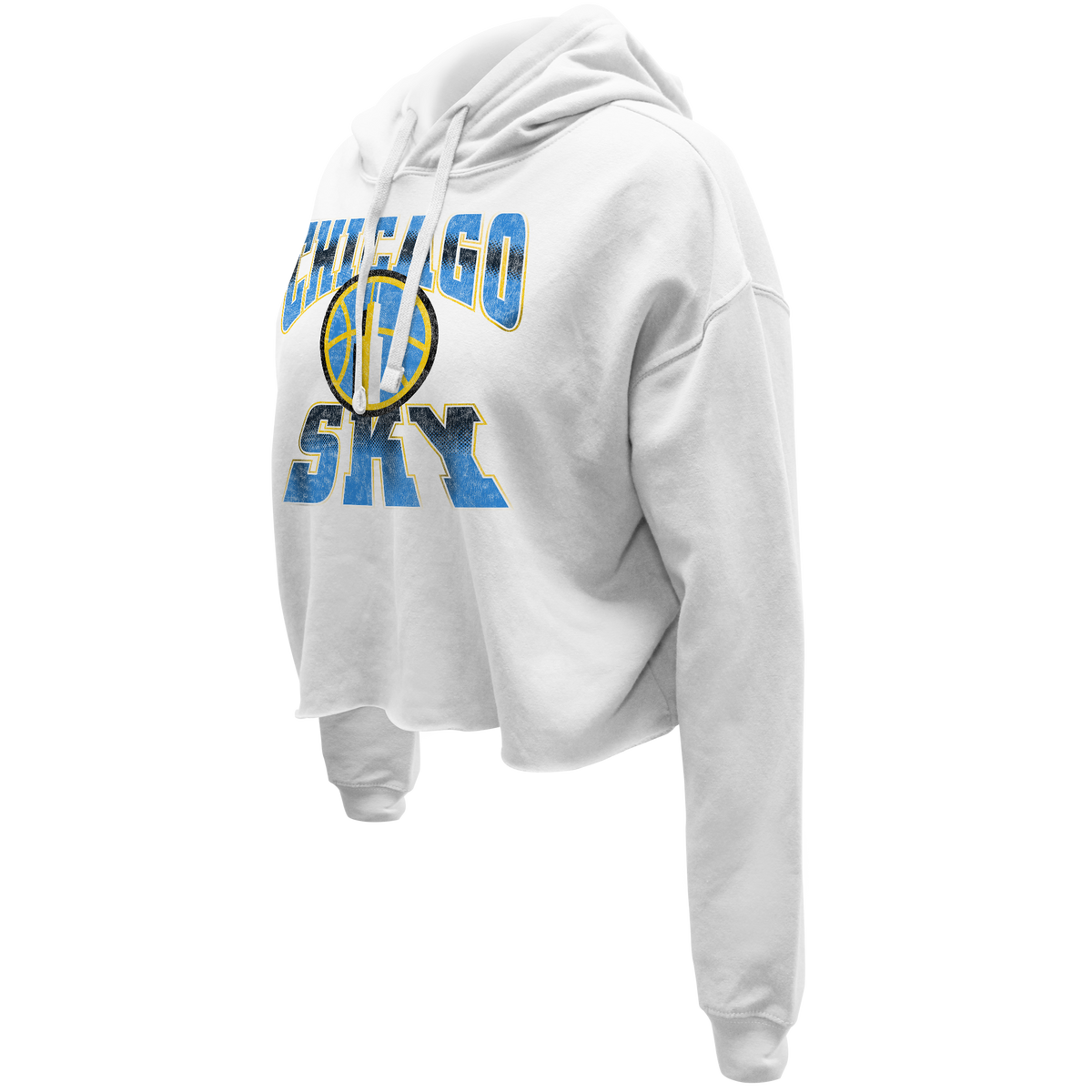Chicago Sky White Regulate Crop Hoodie product image 1, provided for visual reference and product detail review
