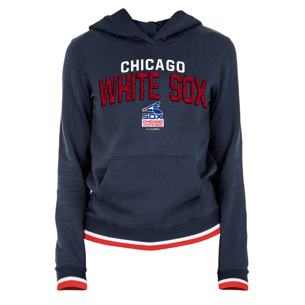 Chicago White Sox Navy Batterman Knit Trim Pullover Women Hoodie product image 1, provided for visual reference and product