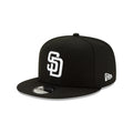 San Diego Padres New Era Black/White 9FIFTY Snapback Hat product image 1, provided for visual reference and product detail