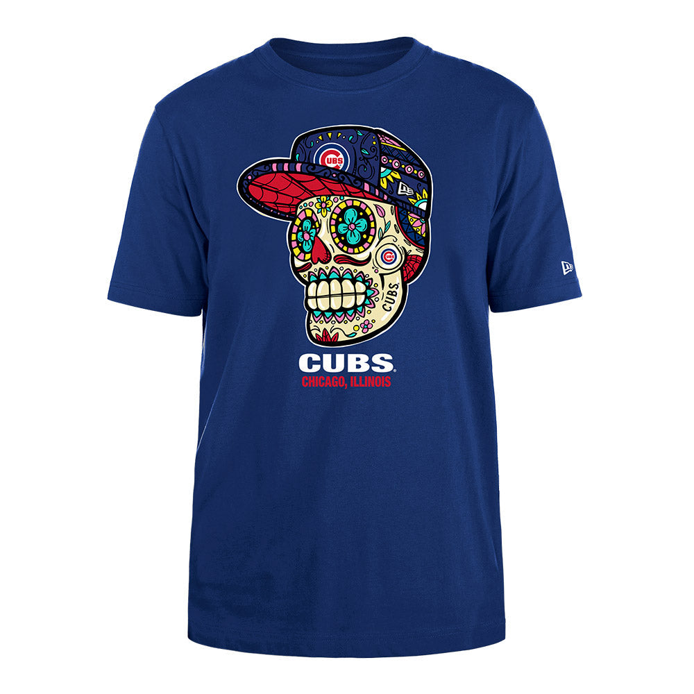 Chicago Cubs New Era Sugar Skull Royal T-Shirt product image 1, provided for visual reference and product detail review