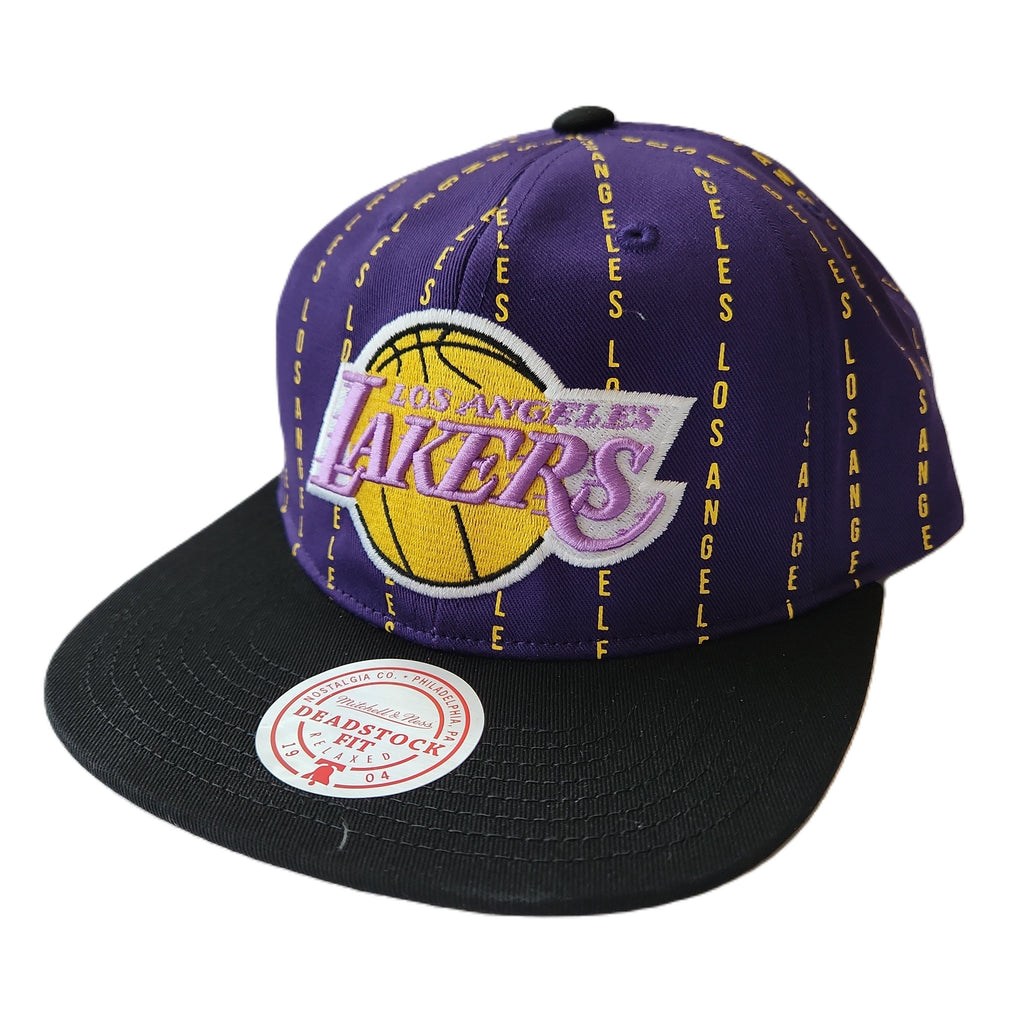 Los Angeles Lakers NBA Mitchell & Ness Men Purple City Pinstripe Snapback product image 1, provided for visual reference and