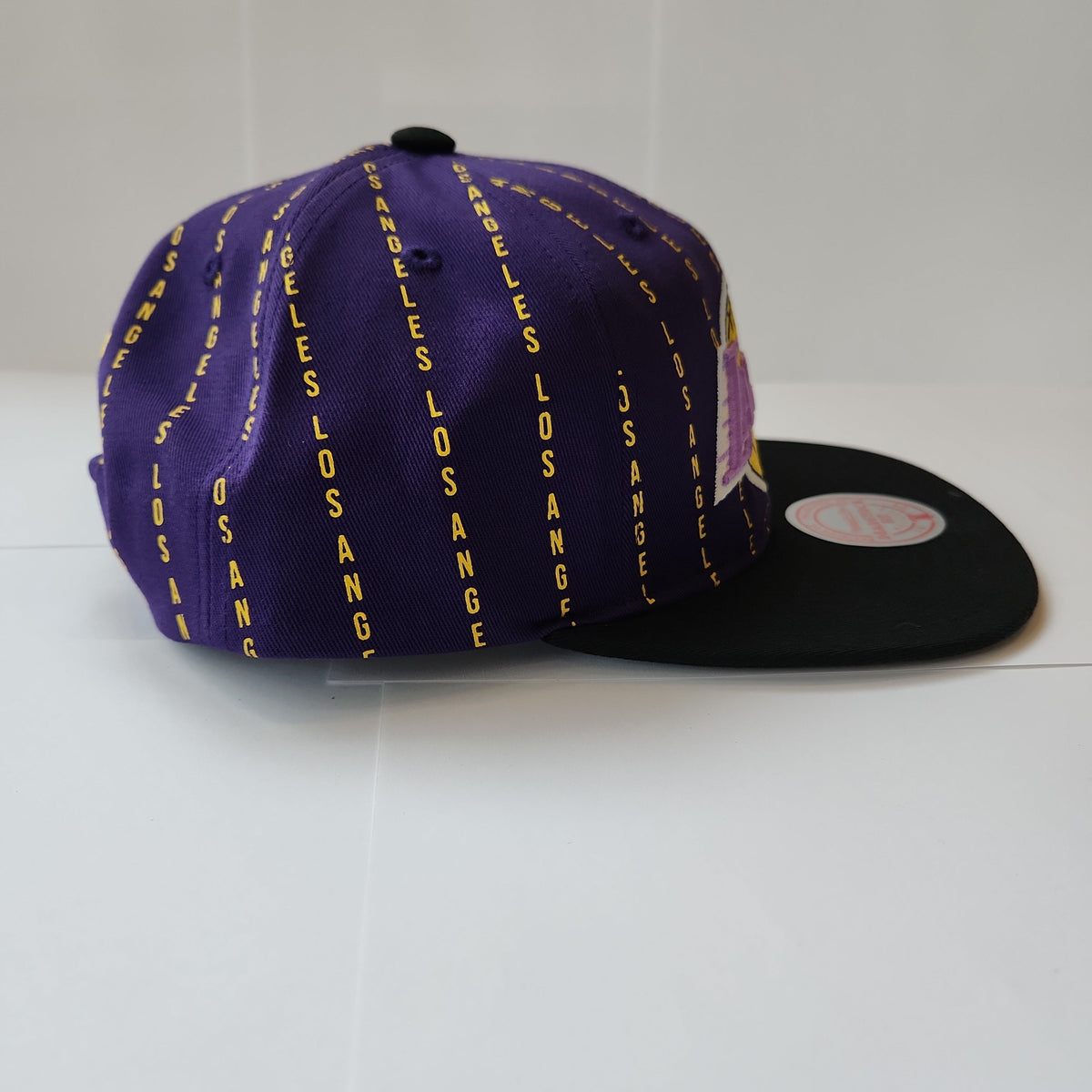 Los Angeles Lakers NBA Mitchell & Ness Men Purple City Pinstripe Snapback product image 4, provided for visual reference and