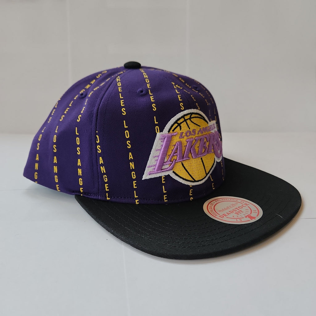 Los Angeles Lakers NBA Mitchell & Ness Men Purple City Pinstripe Snapback product image 7, provided for visual reference and