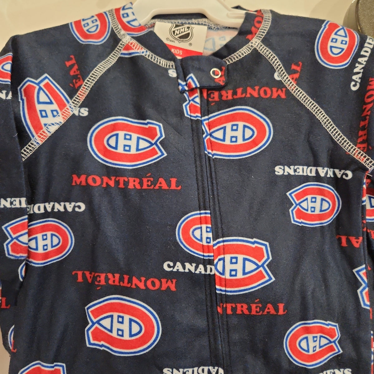 Montreal Canadiens NHL Outerstuff Infant Navy Raglan Zip Up Coverall product image 2, provided for visual reference and
