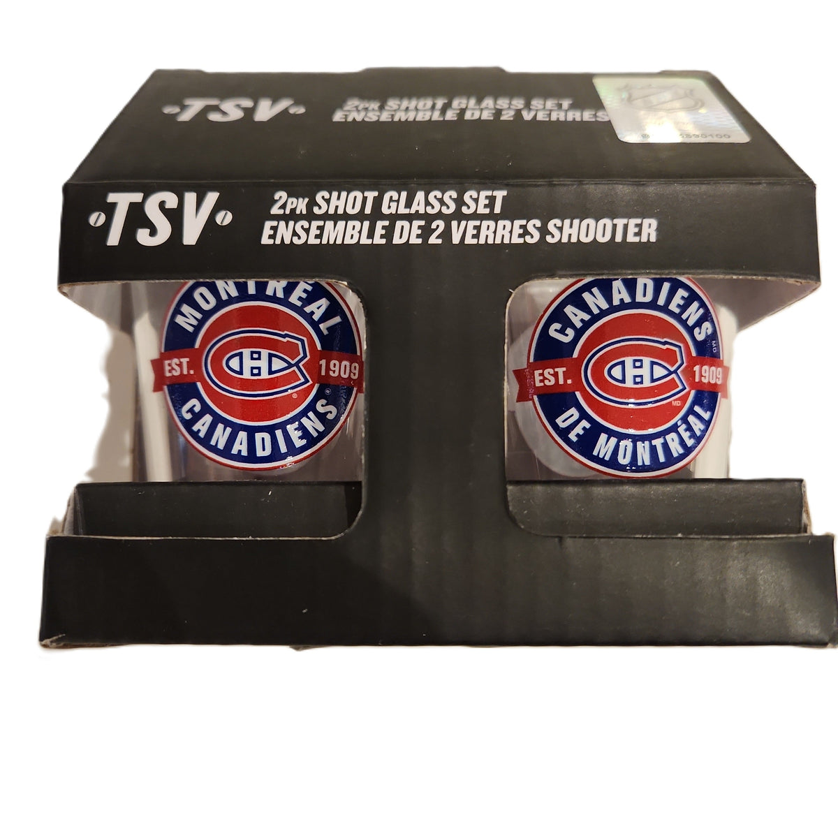 Montreal Canadiens NHL TSV 2 Pack Retro Shot Glass Set product image 1, provided for visual reference and product detail