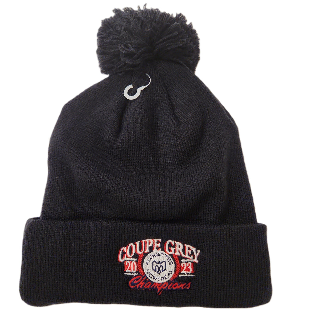 Montreal Alouettes CFL New Era Men Navy 2023 Grey Cup Champions Cuff Pom Knit Hat product image 1, provided for visual