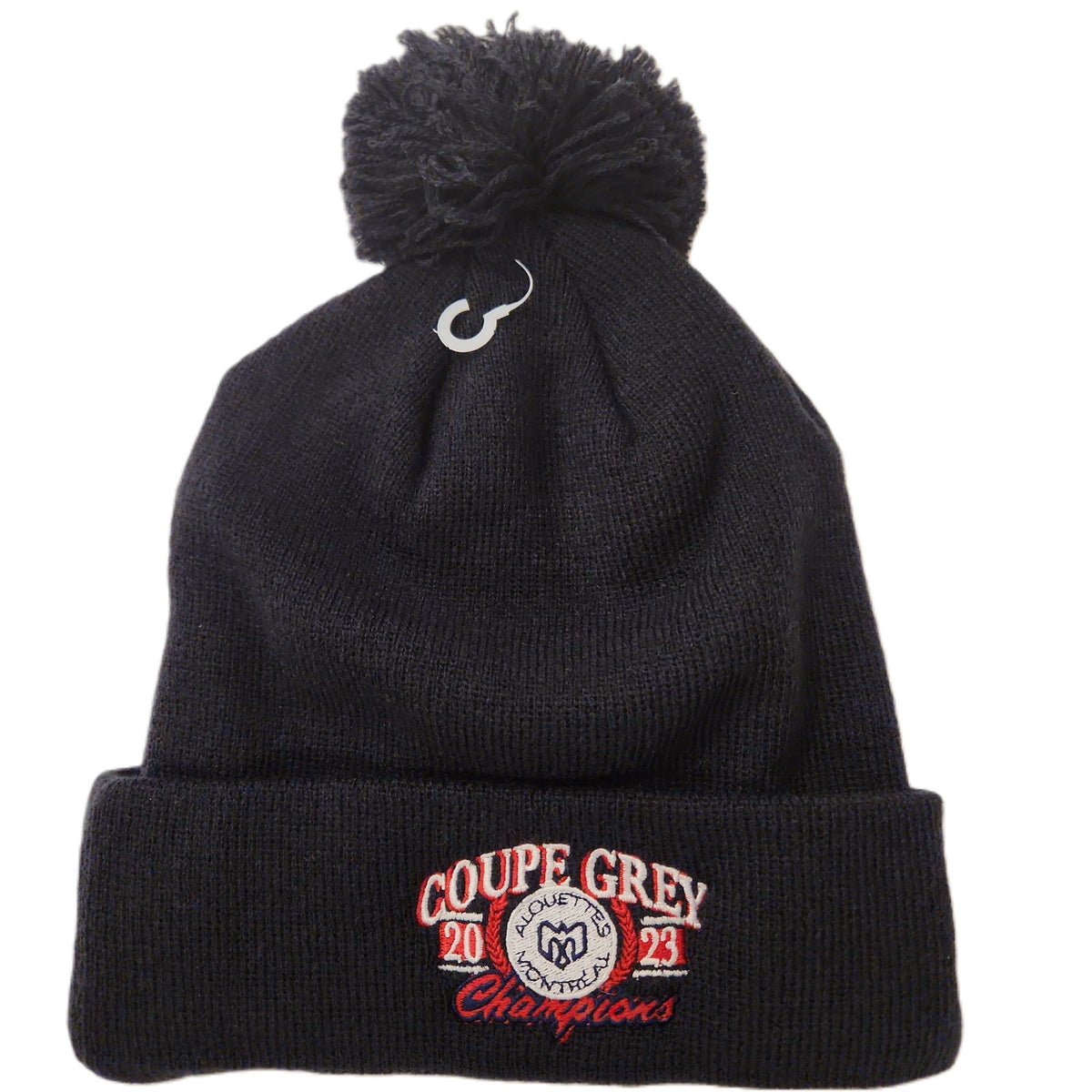 Montreal Alouettes CFL New Era Men Navy 2023 Grey Cup Champions Cuff Pom Knit Hat product image 1, provided for visual