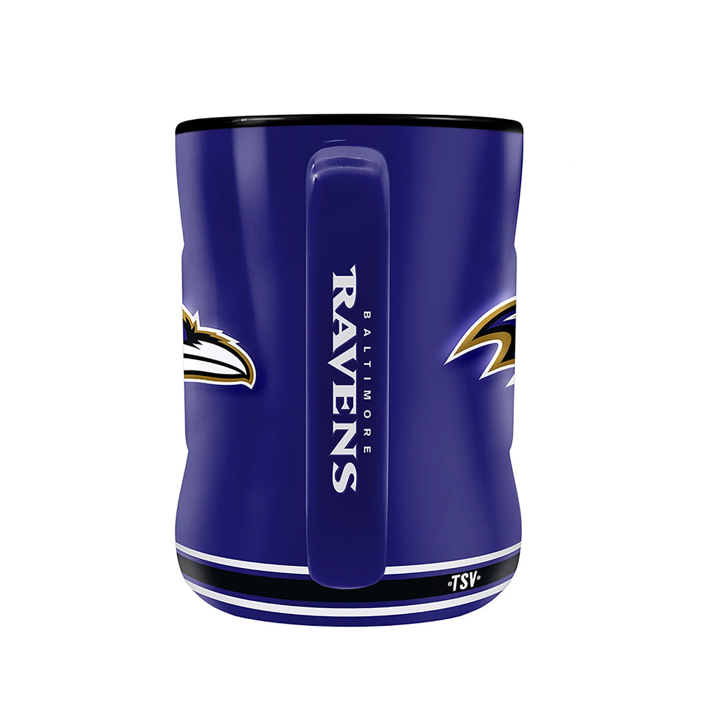 Baltimore Ravens NFL TSV 14oz Purple Team Crest Sculpted Mug product image 2, provided for visual reference and product