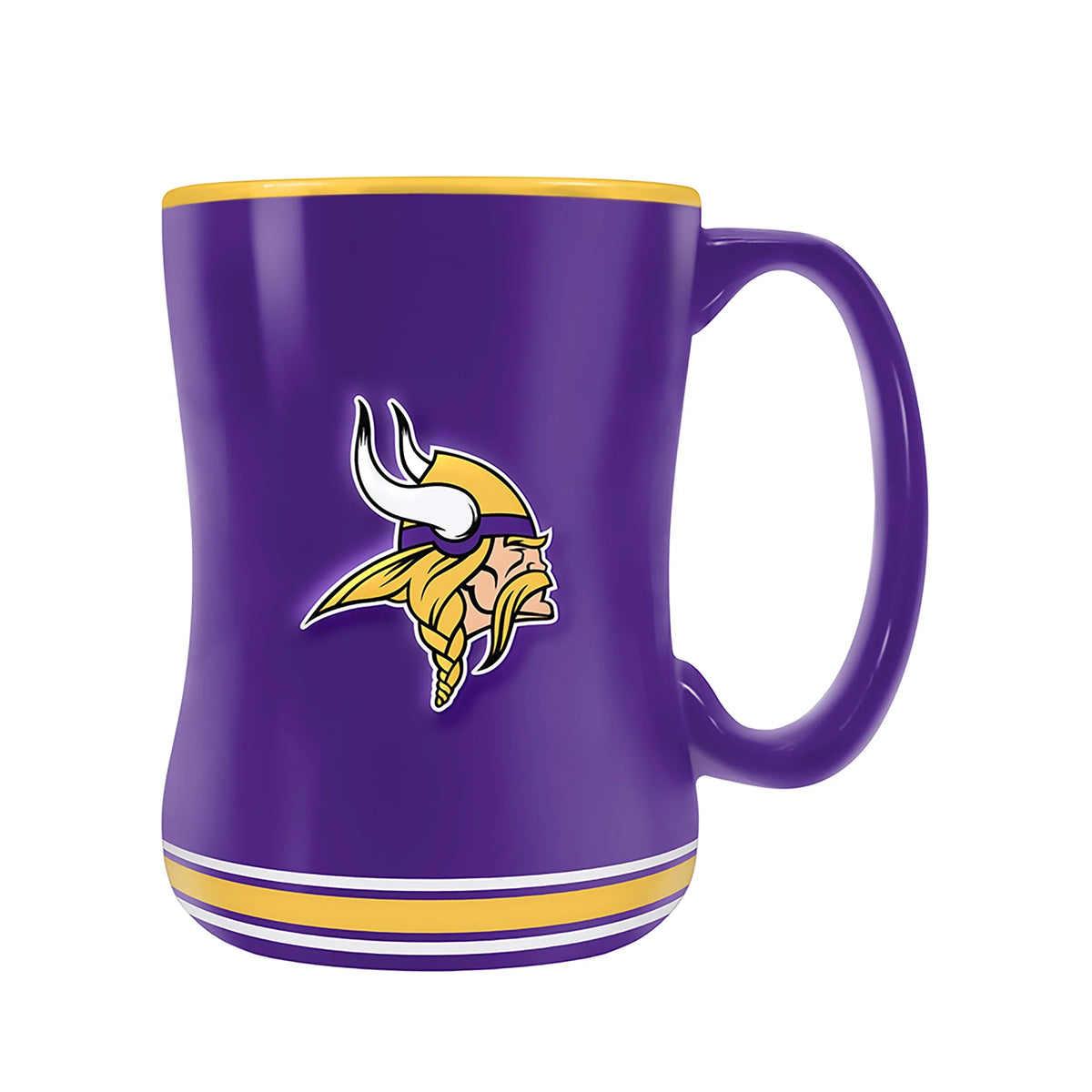 Minnesota Vikings NFL TSV 14oz Purple Team Crest Sculpted Coffee Mug product image 1, provided for visual reference and