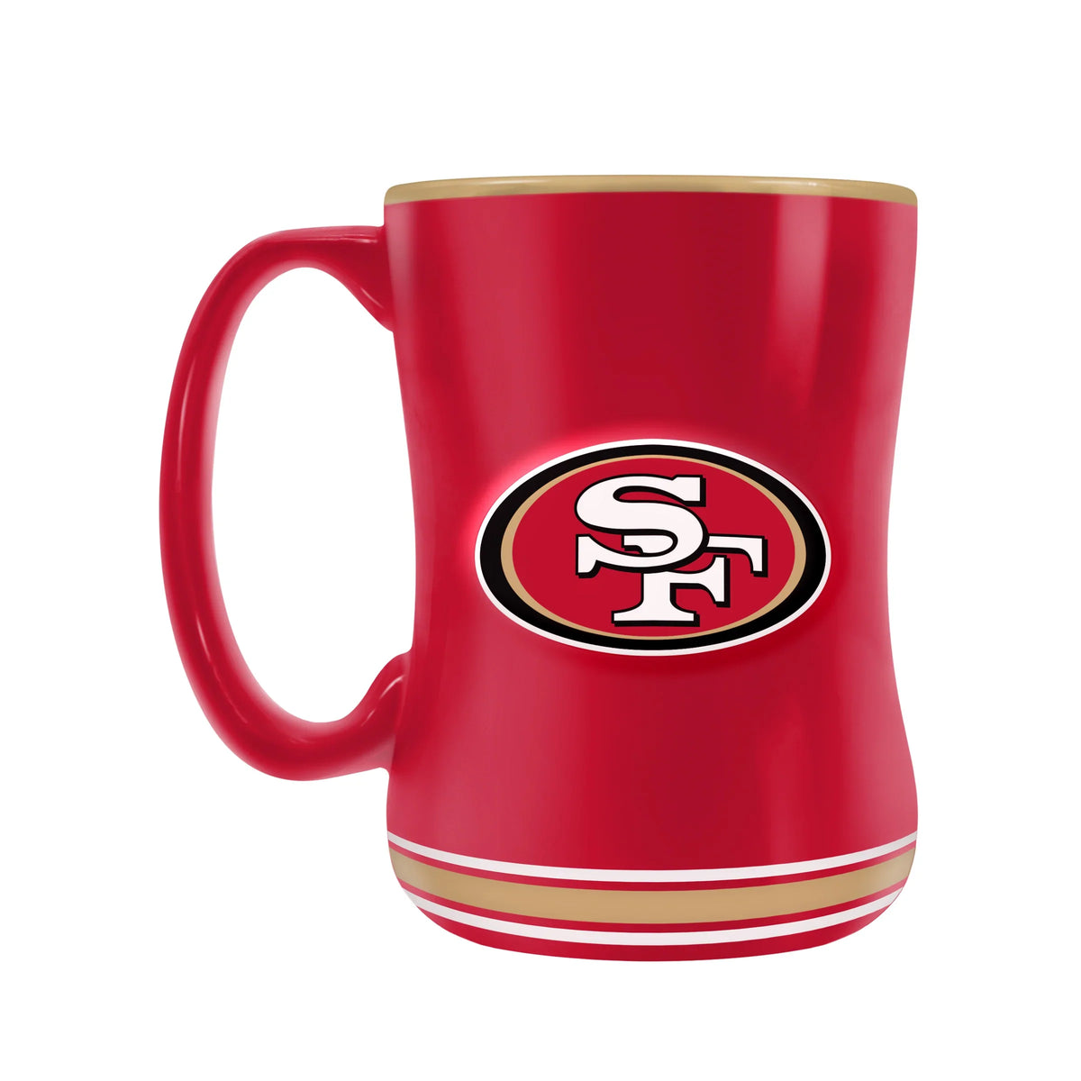 San Francisco 49ers NFL TSV 14oz Red Team Crest Sculpted Coffee Mug product image 1, provided for visual reference and