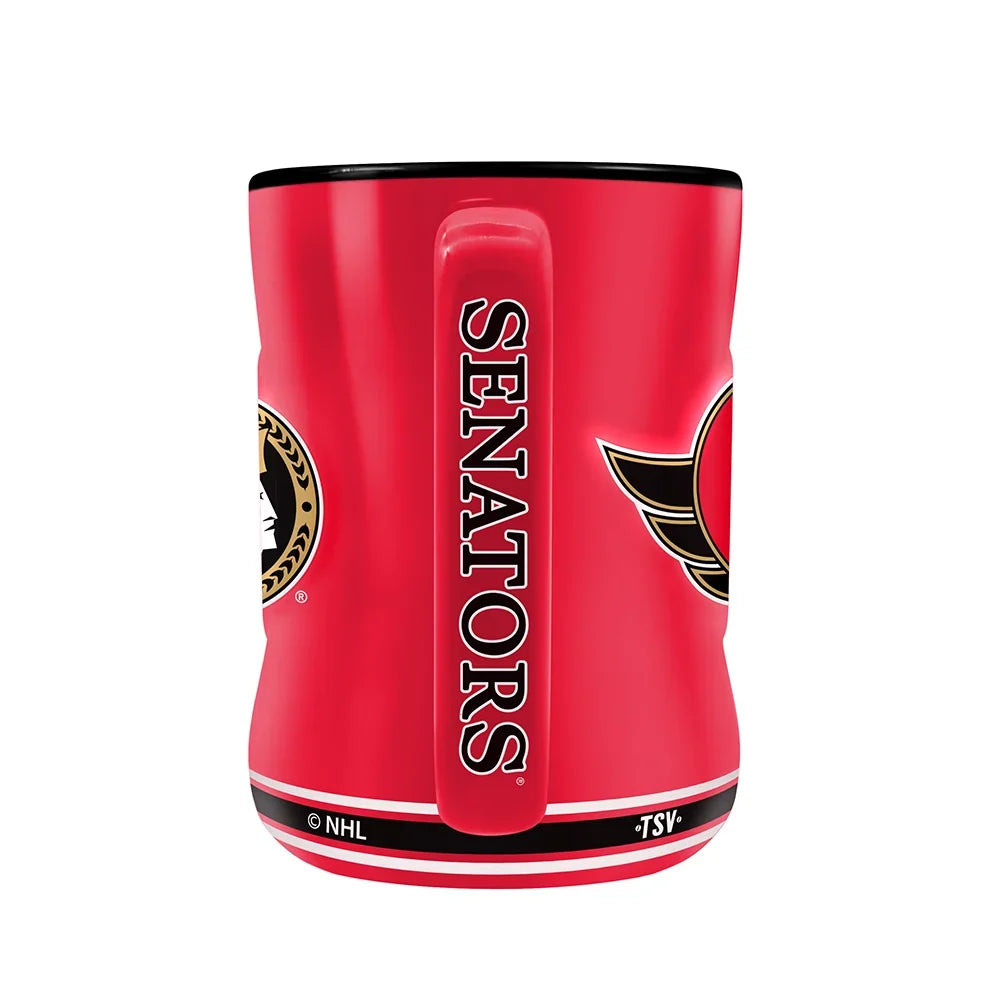Ottawa Senators NHL TSV 14oz Red Team Crest Sculpted Coffee Mug product image 2, provided for visual reference and product