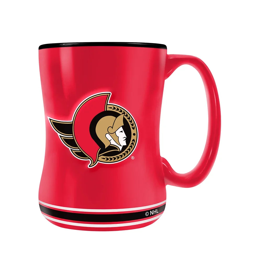 Ottawa Senators NHL TSV 14oz Red Team Crest Sculpted Coffee Mug product image 3, provided for visual reference and product