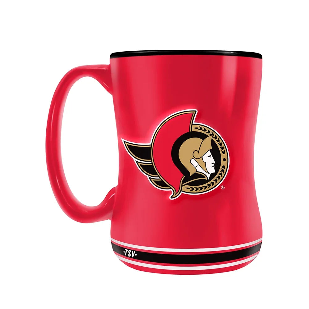 Ottawa Senators NHL TSV 14oz Red Team Crest Sculpted Coffee Mug product image 1, provided for visual reference and product