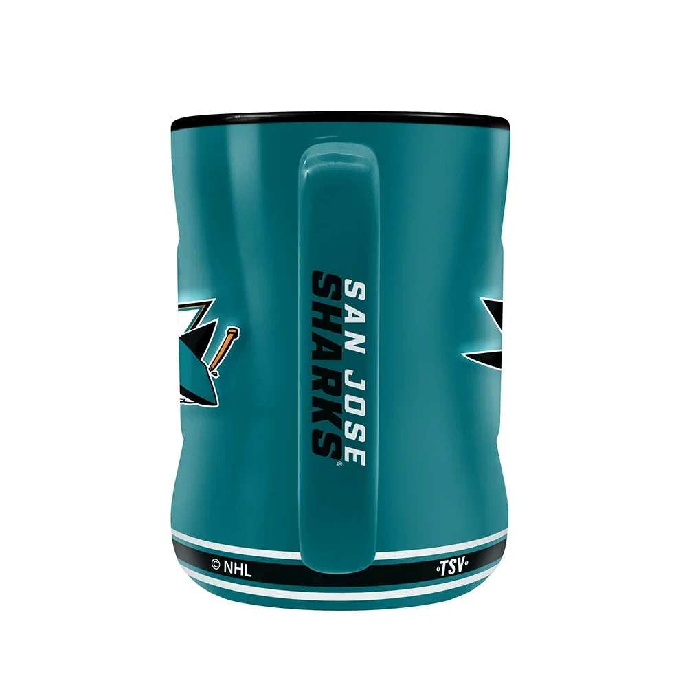 San Jose Sharks NHL TSV 14oz Teal Team Crest Sculpted Coffee Mug product image 2, provided for visual reference and product